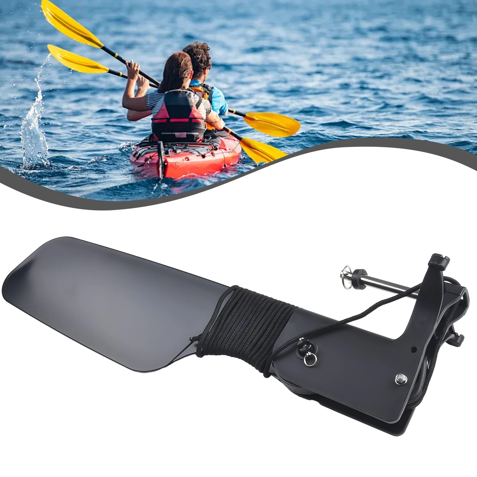 Fishing Kayak Cart - カヤック用ビッグテールラダー、プーリー付き、カヌーとフィッシングボートに対応、スムーズな船舶操作のためのステアリングコントロール